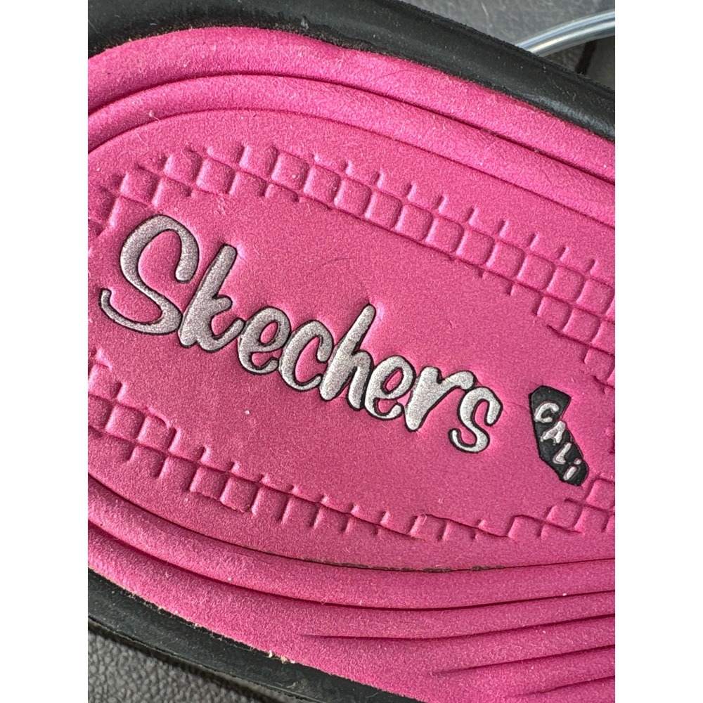 Skechers Cali Womens Pink Black Wedge Flip Flops Studded Platform Sandals Size 6 - Picture 8 of 8
